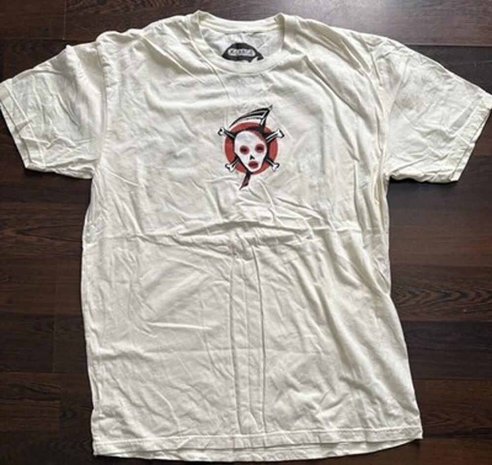 THTATTOOS Skull Scythe Graphic Tee Off-White Cream XL 28x22